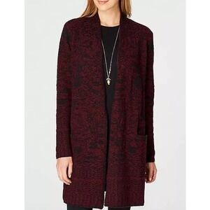 NWT J. Jill Women’s Long Sleeve Floral Pocket Cardigan Sweater Size XS Red Black